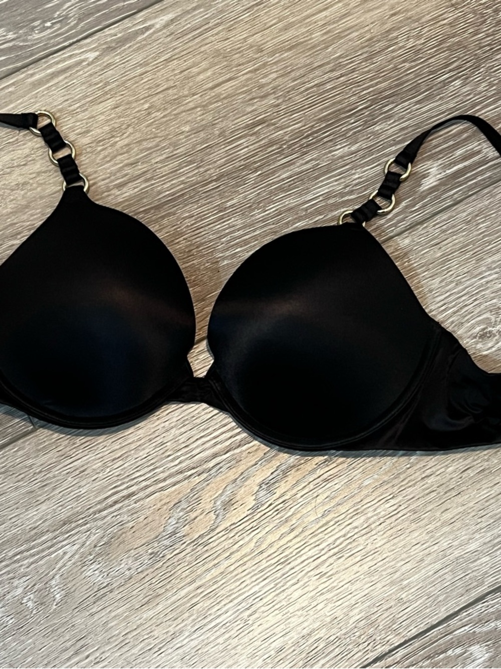 Victoria's Secret Black Very Sexy Push Up Bra with Gold rings Hardware